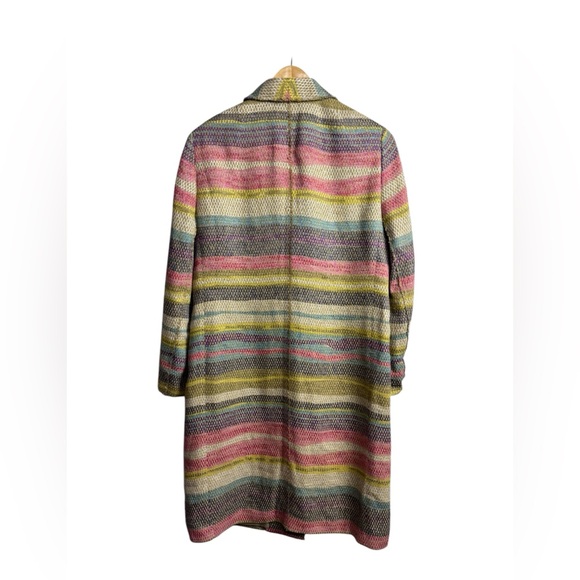 Akris Woven Linen Multicolor Long Button Front Coat - Picture 2 of 14